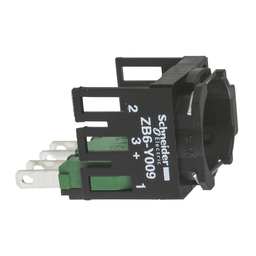 ZB6Z1B – Complete body for push buttons or selector switches, Harmony XB6, single contact, with body fixing collar, faston connector, 1NO