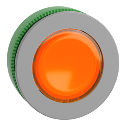 ZB5FW353C0 – Head for illuminated push button, Harmony XB5, grey bezel, orange flush mounted, 30mm, universal LED, plain lens