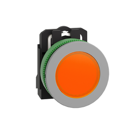 XB5FVB5C0 – Pilot light, Harmony XB5, grey bezel, orange, universal LED, plain lens, screw clamp terminals, 24V