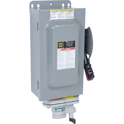 HU361AWA – Safety switch, heavy duty, non fusible, 30A, 600VAC, 600VDC, 3 poles, 20hp, NEMA 12K, Appleton Powertite receptacle