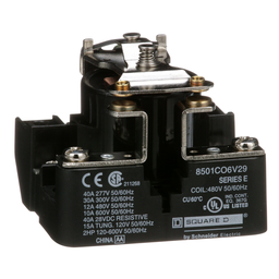 8501CO6V29 – Power Relay, Type C, 2.0 HP, 30A resistive at 300 VAC, SPST, 1 normally open contact, 480 VAC coil
