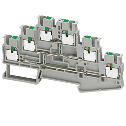 NSYTRP26T – Terminal block, Linergy TR, spring type, feed through, 3 levels Connections, 6 points, 2.5mm², grey, push-in type, set of 50