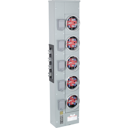 EZM315125CA – Branch unit, EZ Meter-Pak, 125A, 5 x 5 jaw sockets, 240/120VAC delta, no bypass, ringed, 800A Al busbar
