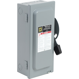 CD222N – Safety switch, general duty, fusible, 60A, 120/240VAC, 2 poles, 15HP, solid neutral, NEMA 1