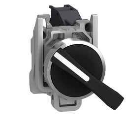 XB4BJ21 – Selector switch, Harmony XB4, metal ,black 22mm, long handle, 2 positions, stay put, 1NO