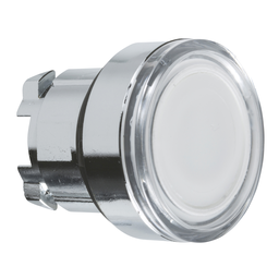 ZB4BW31 – Head for illuminated push button, Harmony XB4, metal, flush, white, 22mm, spring return, plain lens for BA9s bulb