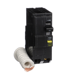 QO250GFICP – Mini circuit breaker, QO, 50A, 2 pole, 120/240VAC, 10kA, plug in, 6mA grd fault A, pigtail, consumer pack