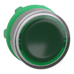 ZB5AW333C0 – Head for illuminated push button, Harmony XB5, grey bezel, green flush, 22mm, universal LED, spring return, plain lens