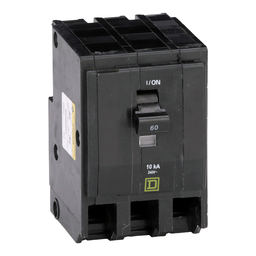 QO3605273 – Mini circuit breaker, QO, 60A, 3 pole, 120/240VAC, 10kA, plug in, ring
