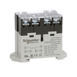 725BXXSC3ML-240A – Power relay, SE Relays, 25A, 2NO, 240VAC, LED push button, screw terminals, DIN or panel mount
