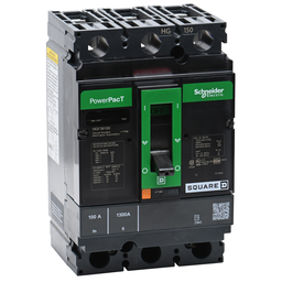 HGF36100 – Circuit breaker, PowerPacT H, 100A, 3 pole, 600VAC, 18kA, busbar, thermal magnetic, 80%