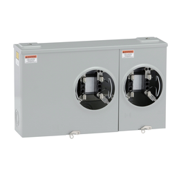 1009693 – Meter Socket, Ganged, 100 A, 600 V, 1 PH, 3 wire, 2 sockets, 4 jaws, NEMA 3R