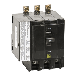 QOB350VH1021 – Mini circuit breaker, QO, 50A, 3 pole, 120/240VAC, 22kA, bolt on, AC shunt