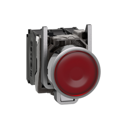 XB4BW34G5 – Illuminated push button, Harmony XB4, metal, red flush, 22mm, universal LED, plain lens, 1NO   1NC, 110…120V AC