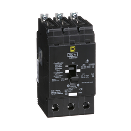 EJB34100 – Mini circuit breaker, E-Frame, 100A, 3 pole, 480Y/277VAC, 100kA max, bolt on
