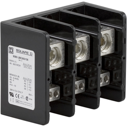 9080LBC363106 – Power distribution block, Linergy, 3 pole, 1 line, 6 load, 380A Cu, 600V