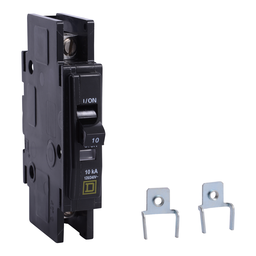 QOU1103100 – Mini circuit breaker, QOU, 10A, 1 pole, 120/240 VAC, 10kA, mounting foot