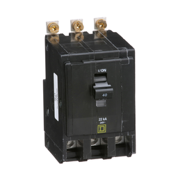 QOB340VH – Mini circuit breaker, QO, 40A, 3 pole, 120/240VAC, 22kA, bolt on