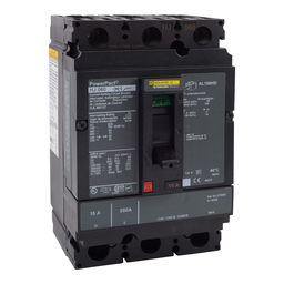 HJL36015T – Circuit breaker, PowerPacT H, 15A, 3 pole, 600VAC, 25kA, lugs, thermal magnetic, 80%, interchangeable trip unit