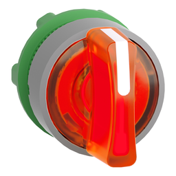 ZB5AK1553C0 – Head for illuminated selector switch, Harmony XB5, grey bezel, orange handle, 22mm, universal LED, 3 positions,