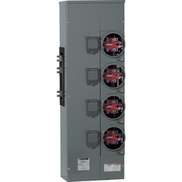 EZMR114225X – Branch unit, EZ Meter-Pak, 225A, 4 x 5 jaw sockets, 120/240VAC, no bypass, ringless, 1200A Al/Cu busbar