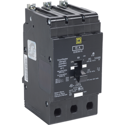 EJB36015 – Mini circuit breaker, E-Frame, 15A, 3 pole, 600Y/347VAC, 100kA max, bolt on