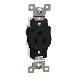 SQR42100BK – Socket-outlet, X Series, 15A, standard, single, tamper resistant, commercial, black, matte finish