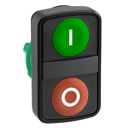 ZB5AA7341 – Head for double headed push button, Harmony XB5, plastic, 22mm, 1 green flush marked I   1 red flush marked O