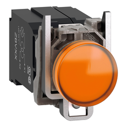 XB4BV5B5 – Pilot light, Harmony XB4, metal, protected LED light, orange, 22mm, with plain lens, universal LED, 400V