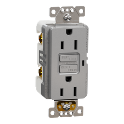 SQR51101GY – Socket-outlet, X Series, 15A, decorator, GFCI, tamper resistant, residential, gray, matte finish