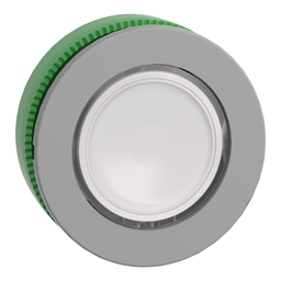 ZB5FA18C0 – Head for illuminated push button, Harmony XB5, grey bezel, white flush mounted, 30mm, universal LED, for inserton of legend