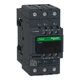 LC1D50AM7 – IEC contactor, TeSys Deca, nonreversing, 50A, 40HP at 480VAC, up to 100kA SCCR, 3 phase, 3 NO, 220VAC 50/60Hz coil, open