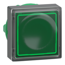 ZB5CW333 – Head for illuminated push button, Harmony XB5, green square square flush, 22mm, universal LED, for insertion of legend