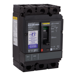 HGF36125UK – Circuit breaker, PowerPacT H, 125A, 3 pole, 600VAC, 18kA, busbar, thermal magnetic, 80%, undervoltage