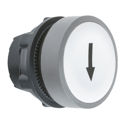 ZB5AA334C0 – Push button head, Harmony XB5, plastic, flush, white, 22mm, spring return, marked UP ARROW, grey bezel