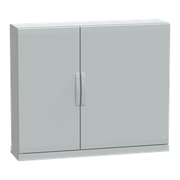NSYPLAZ10123G – Floor standing polyester enclosure, Thalassa PLA, plain door, open bottom, 1000x1250x320mm, IP54, IK10