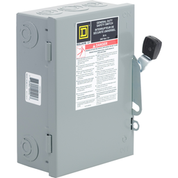 CD321N – Safety switch, general duty, fusible, 30A, 120/240 VAC, 3 poles, 7.5 hp, solid neutral, NEMA 1