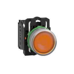 XB5AW35G5C0 – Illuminated push button, Harmony XB5, grey bezel, orange flush, 22mm, universal LED, plain lens, 1NO   1NC, 120V