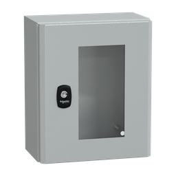 NSYS3D32515T – Wall mounted steel enclosure, PanelSeT S3D, transparent door, without mounting plate, 300x250x150mm, IP66, IK08