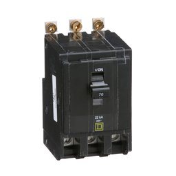 QOB370VH – Mini circuit breaker, QO, 70A, 3 pole, 120/240VAC, 22kA, bolt on