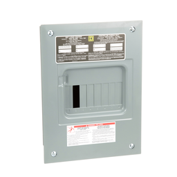 QO612L100FCP – Load center, QO, 1 phase, 6 spaces, 12 circuits, 100A fixed main lugs, NEMA1, flush cover, consumer pack