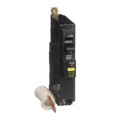 QOB115GFI5237 – Mini circuit breaker, QO, 15A, 1 pole, 120VAC, 10kA, bolt on, 6mA grd fault A, pigtail, ring