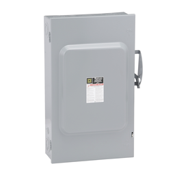 D224N – Safety switch, general duty, fusible, 200A, 2 pole, 60hp, 240VAC, NEMA 1, neutral factory installed