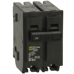 HOM250 – Mini circuit breaker, Homeline, 50A, 2 pole, 120/240VAC, 10kA AIR, standard type, plug in, UL
