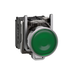 XB4BW33B5 – Illuminated push button, Harmony XB4, metal, green flush, 22mm, universal LED, plain lens, 1NO   1NC, 24V AC DC