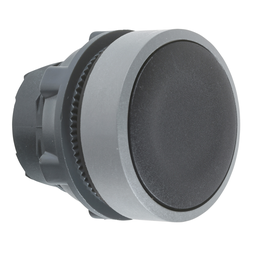 ZB5AA2C0 – Push button head, Harmony XB5, plastic, flush, black, 22mm, spring return, unmarked, grey bezel