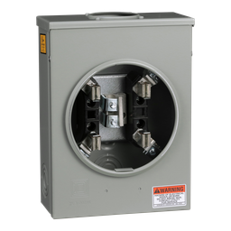 URTRS101B – Meter socket, ringed, 1 phase, 3 wire, 4 jaw, Series A, 125A, no bypass, no jaw release, OH/UG