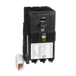 QO340GFI – Mini circuit breaker, QO, 40A, 3 pole, 208Y/120VAC, 10kA, plug in, 6mA grd fault A, pigtail