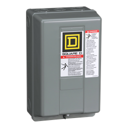 8502SCG2V02S – NEMA Contactor, Type S, nonreversing, Size 1, 27A, 10HP at 575VAC, 3 phase, up to 100kA, 3 pole, 120VAC coil, NEMA 1