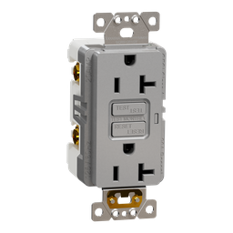 SQR51201GY – Socket-outlet, X Series, 20A, decorator, GFCI, tamper resistant, commercial, gray, matte finish
